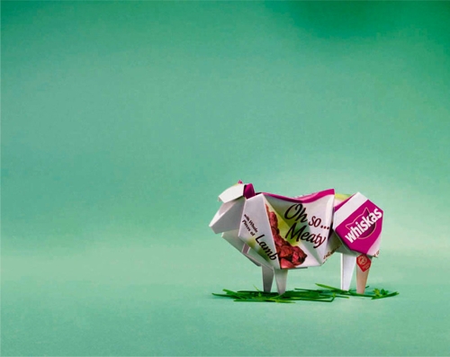 Мясные оригами в рекламе кошачьего корма Whiskas от агентства TBWA London