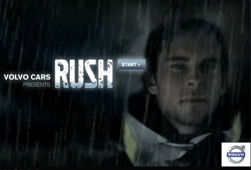 Сайт интерактивной драмы "Rush" от Volvo, заставка 