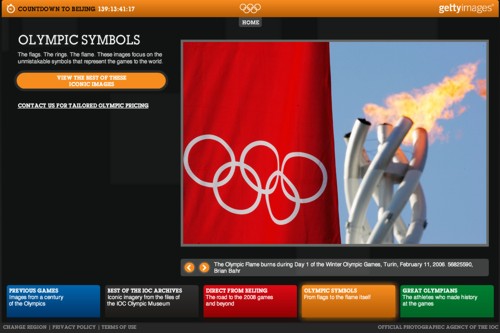 Скриншот с сайта Getty Images, посвященного 112-летней истории олимпийских игр