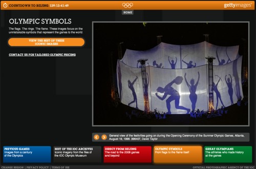 Скриншот с сайта Getty Images, посвященного 112-летней истории олимпийских игр