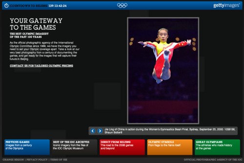 Скриншот с сайта Getty Images, посвященного 112-летней истории олимпийских игр