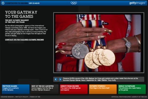 Скриншот с сайта Getty Images, посвященного 112-летней истории олимпийских игр