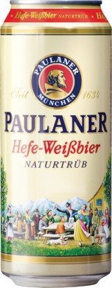 Баночное пиво, Paulaner Hefe-Weissbier, пивоваренный завод, торговая марка "Пауланер", стиль, небесно-голубой, цвет