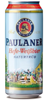 Баночное пиво, Paulaner Hefe-Weissbier, пивоваренный завод, торговая марка "Пауланер", стиль, небесно-голубой, цвет
