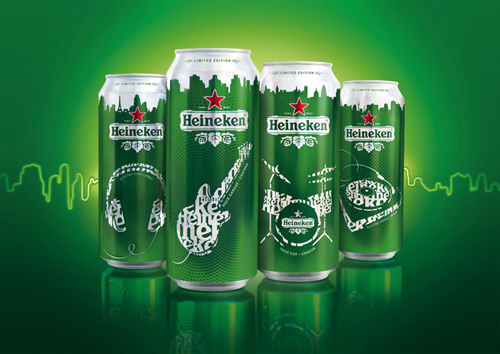Музыкальный дизайн пива Heineken