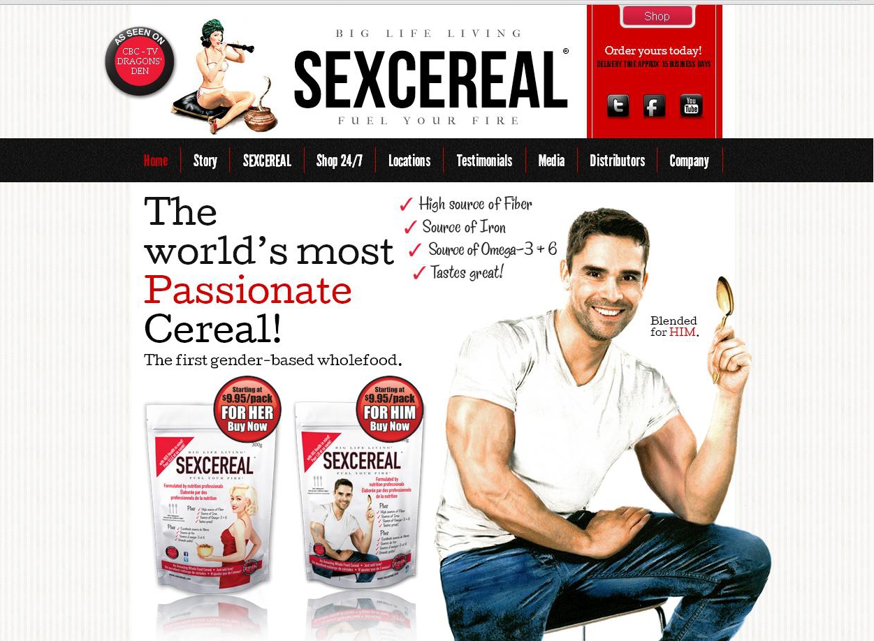 Скриншот с сайта sexcereal.com.