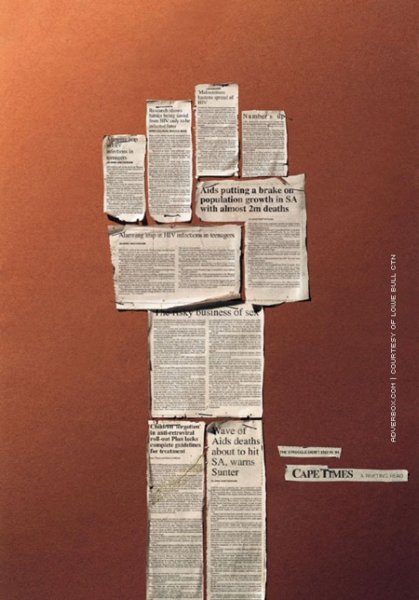 Lowe Bull использует для рекламы газетные вырезки