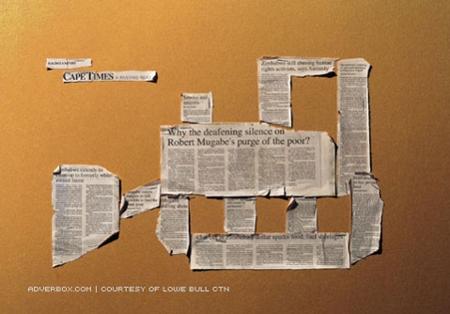 Lowe Bull использует для рекламы газетные вырезки