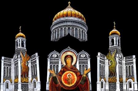 Пасхальная световая проекция на стенах храма Христа Спасителя - Организатором уникального светового шоу выступил Рекламный холдинг «Media Arts Group»
