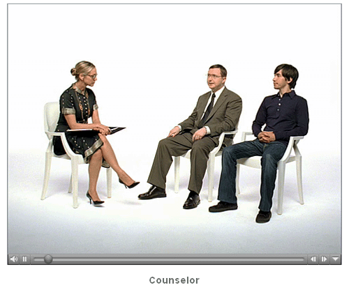 Скриншот сайта Apple, кампания Getamac? ролик "Упсихолога"