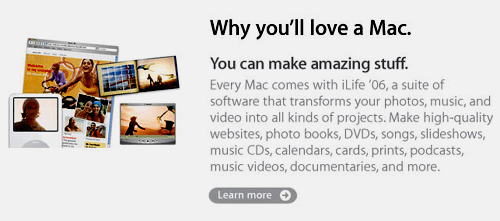 Скриншот сайта Apple, кампания Getamac - заставка после ролика "Лучше"