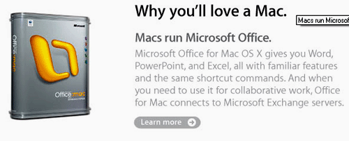 Скриншот сайта Apple, кампания Getamac, ролик "Зависть", обращение