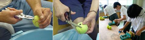 Приготовить мячи к "новой жизни" можно только одним способом, но разными инструментами. Этим занимаются и японские дети… (фото с сайта sports-eco.net).