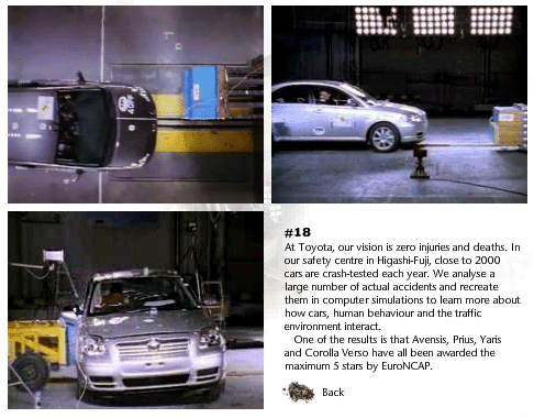 Скриншот сайта "On Toyotas Mind" - раздел о безопасности автомобилей