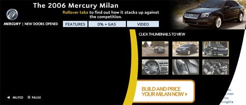 Баннер автомобиля Mercury Milan - в развернутом виде - цена в выбранной комплектации