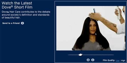 Сайт doveloveyourhair.com - "вдохновляющий" ролик