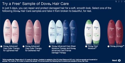 Сайт doveloveyourhair.com - возможность заказать шампуни и бальзамы