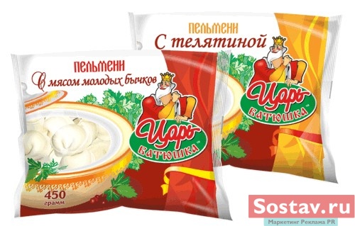 Редизайн упаковки пельменей "Царь-батюшка" для компании "Дарья" от ORGANICA