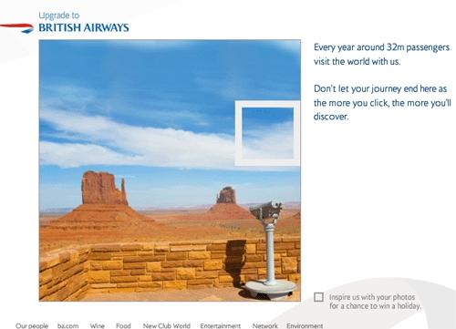 Сайт British Airways - увеличение заставки одного из разделов