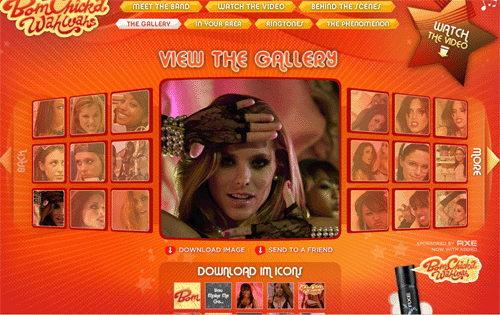 Сайт Axe - фотогалерея с возможностью рассылки картинок