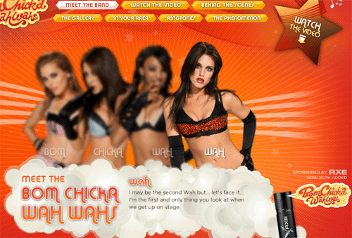 Сайт Axe - представление "группы"