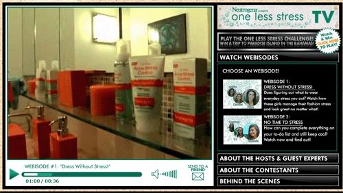 Сайт Neutrogena Onelessstress.com - реклама косметической линии в рамках эпизода