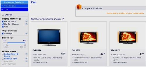 Сайт Philips, интерактивный каталог товаров Philips