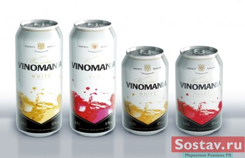дизайн упаковки винных коктейлей Vinomania от Happyland