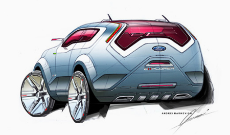 Эскиз иллюстрирующий стадии работы над автомобилями