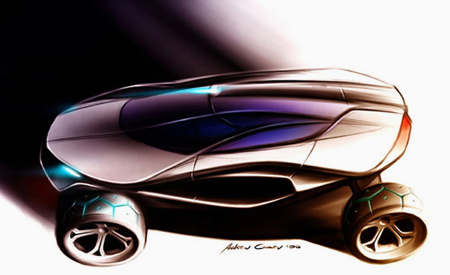 Эскиз иллюстрирующий стадии работы над автомобилями