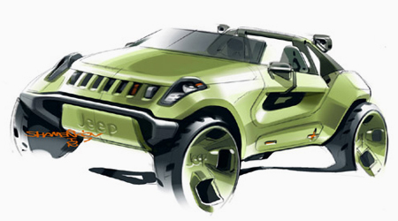 Эскиз иллюстрирующий стадии работы над автомобилями