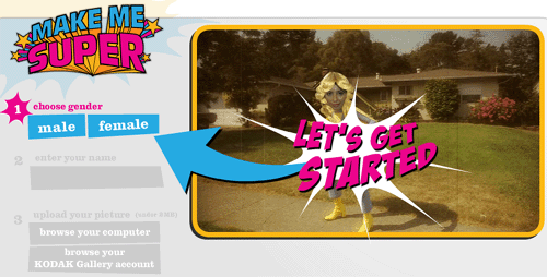 Сайт makemesuper от Kodak - главная страница