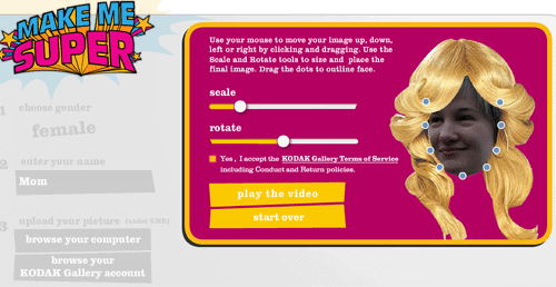 Сайт makemesuper от Kodak - превращение в супергероя