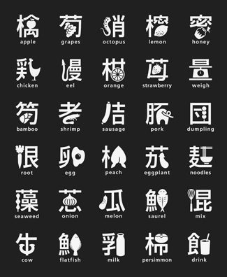 Типографический плакат с иероглифами