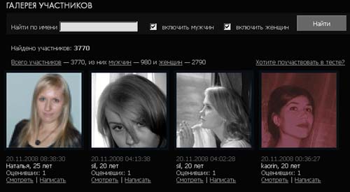Проект "Центр изучения первого впечатления", - галерея участников