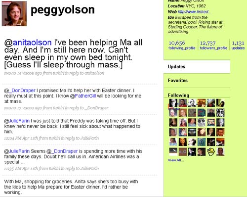 Микроблог Пегги Олсон в Twitter, скриншот