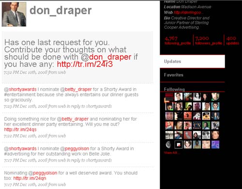 Микроблог Дона Дрейпера в Twitter, скриншот