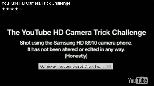 Ролик с фокусом и разоблачением от Samsung, скриншот