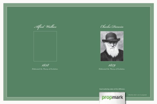 Чарльз Дарвин, теория, эволюция, Альфред Уоллас, реклама, принты, бразильский, журнал, маркетолог, prop&Mark, агентство, age comunica&es
