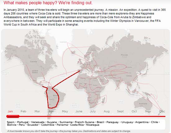 Сайт "Экспедиция 206" от Coca-Cola, план путешествия