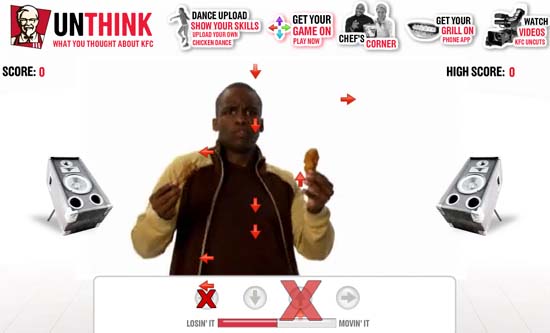 Сайт конкурса KFC на MySpace - онлайновая игра, в которой нужно накормить человека окорочками