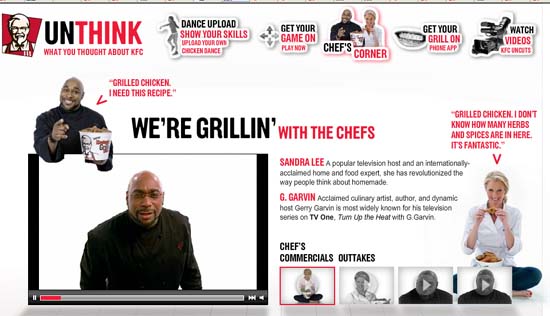 Сайт видеоконкурса KFC на MySpace - промо-видео от телезвезд и ведущих кулинарных программ