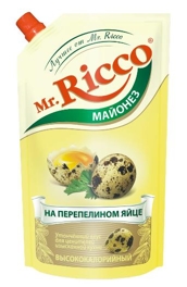 Новая упаковка майонеза Mr.Ricco На перепелиный яйцах