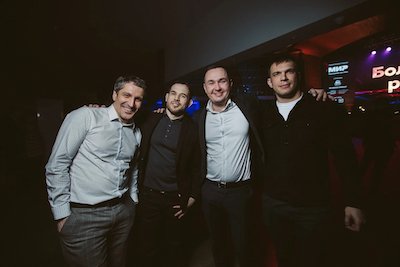 Валерий Гылка, AMEDIA OUTDOOR; Илья Фомин, Медиагруппа РИМ; Андрей Сущик, SA MEDIA GROUP и Сергей Стрелкин, OOHDesk