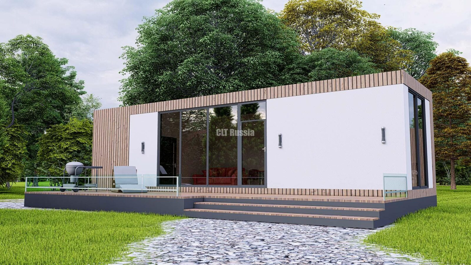 Дом с гостиной и спальней для семьи