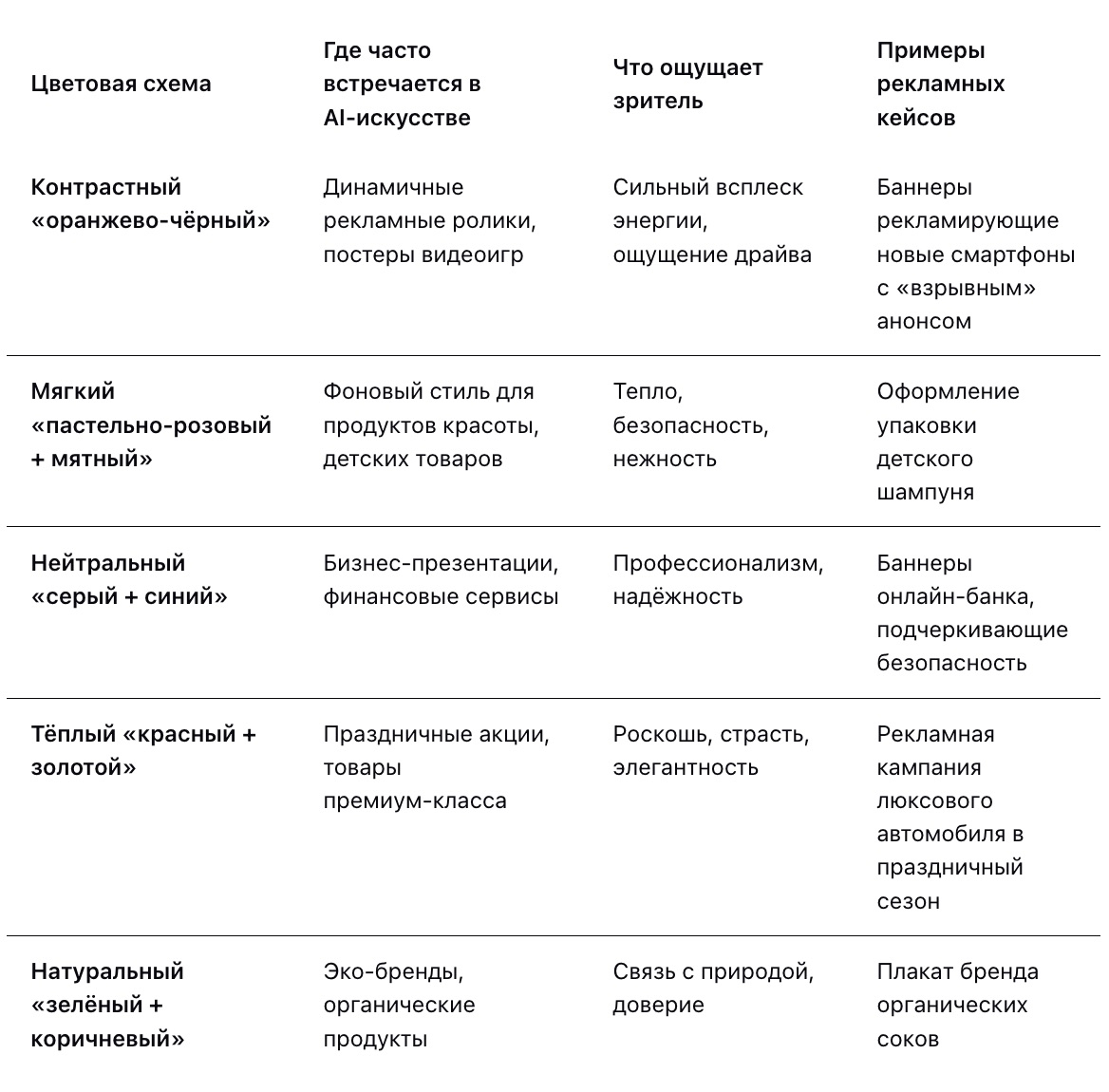 Психологический эффект популярных цветовых схем