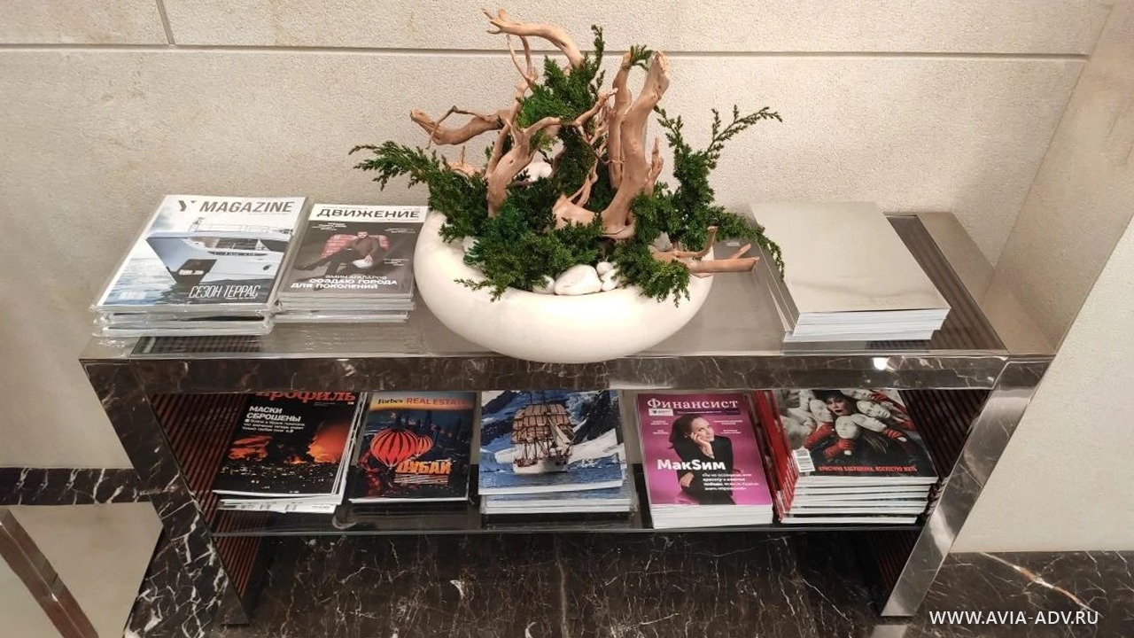 Раскладка журналов в бизнес-залах аэропорта Шереметьево. Авиа Адв.