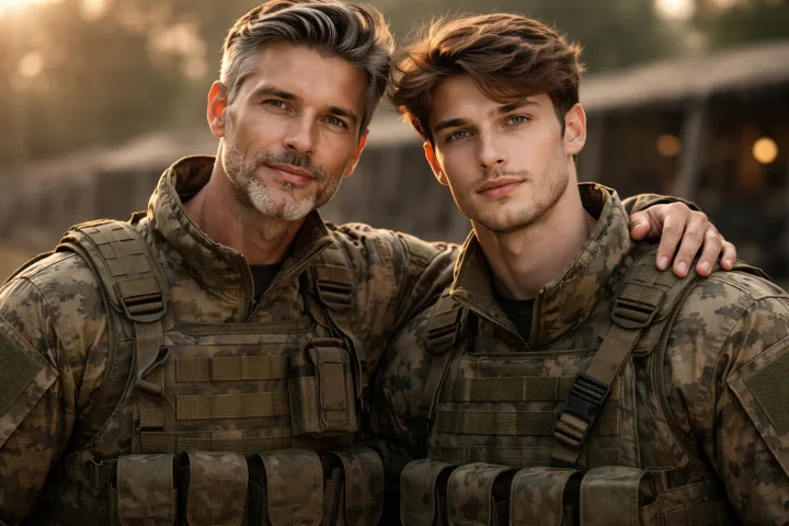 Папа и сын в военной форме