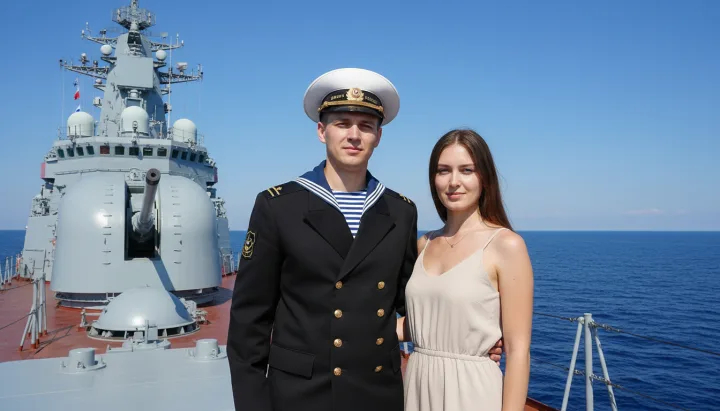 Реалистичное фото девушки с моряком