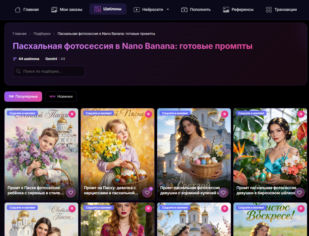 Пасхальная фотосессия в Nano Banana: готовые промты